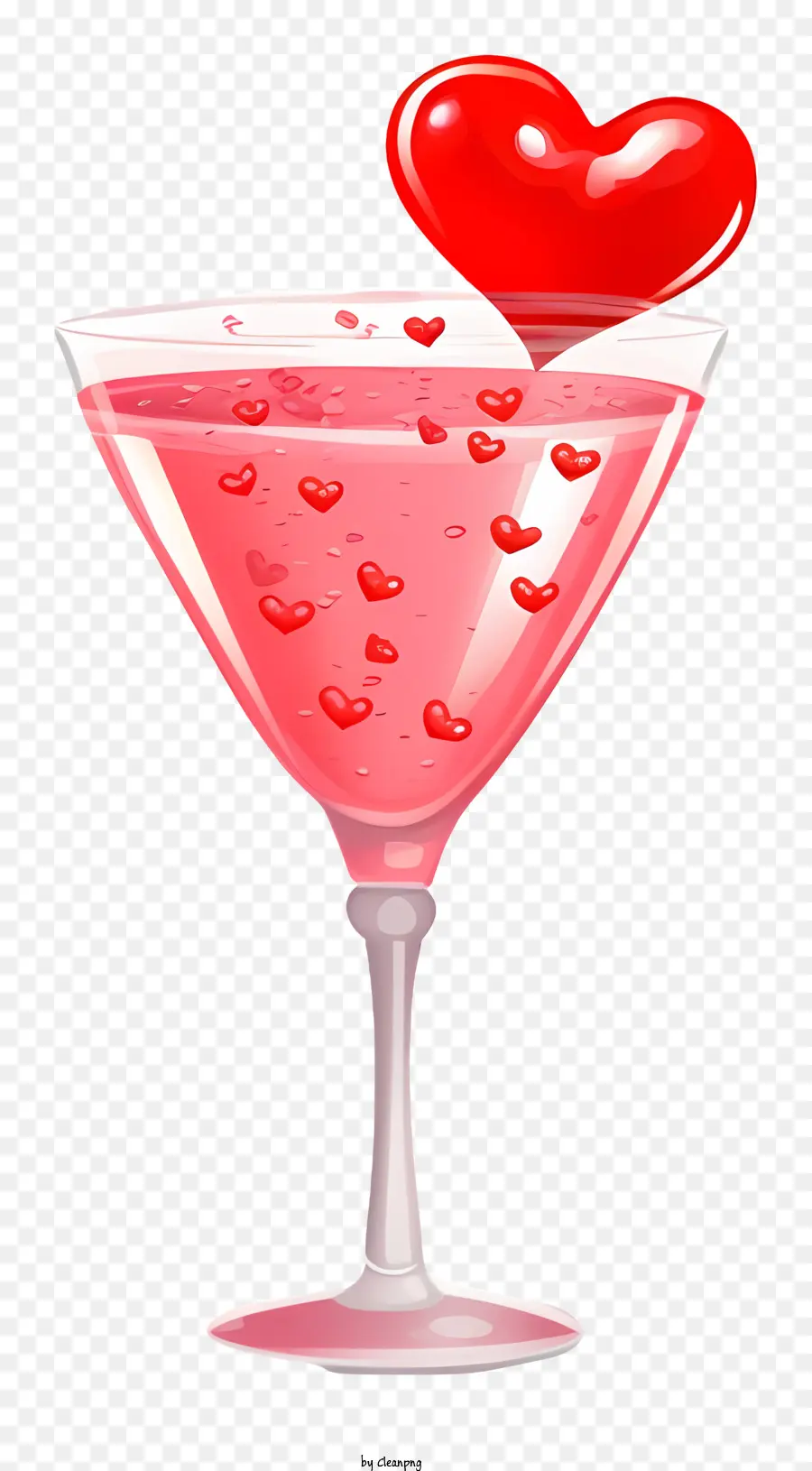 Realistischer Valentinstag Cocktail Red Heart Cocktailrosa Cocktail Glas sprudeln - Roter herzförmiger Cocktail wird in Glas gegossen