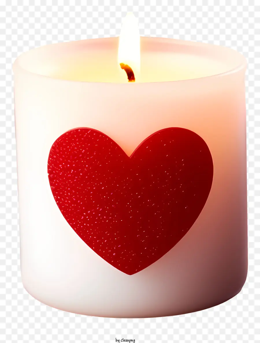 Valentinstag Kerze Emoji Weißer Kerzenkerzenkerzenhalter schwarzer Hintergrund - Zeuchte Kerze mit Wachsherz auf schwarzem Hintergrund