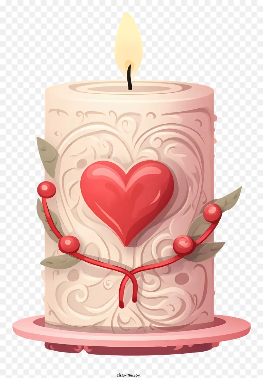 Stile retrò alla moda candela candela di San Valentino candela a forma di cuore Roses Candela di cera - Candela romantica con il design del cuore e delle rose