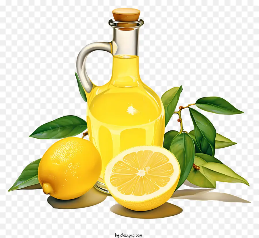 olio di oliva - Immagine calda e invitante della bottiglia di olio d'oliva con limone e menta