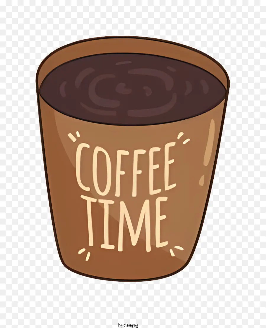 Kaffeebecher - Minimalistische Kaffeetasse mit braunem Ton und Holzgriff, schwarze Kaffezeitbuchstaben