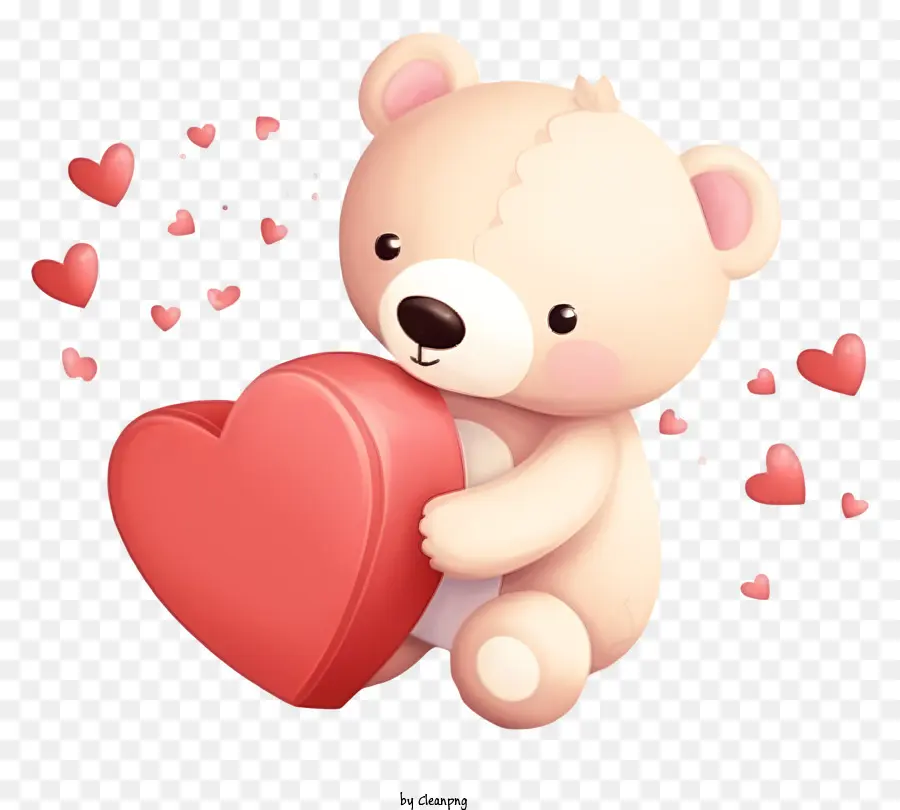 gấu teddy - Happy White Teddy Bear giữ trái tim màu đỏ