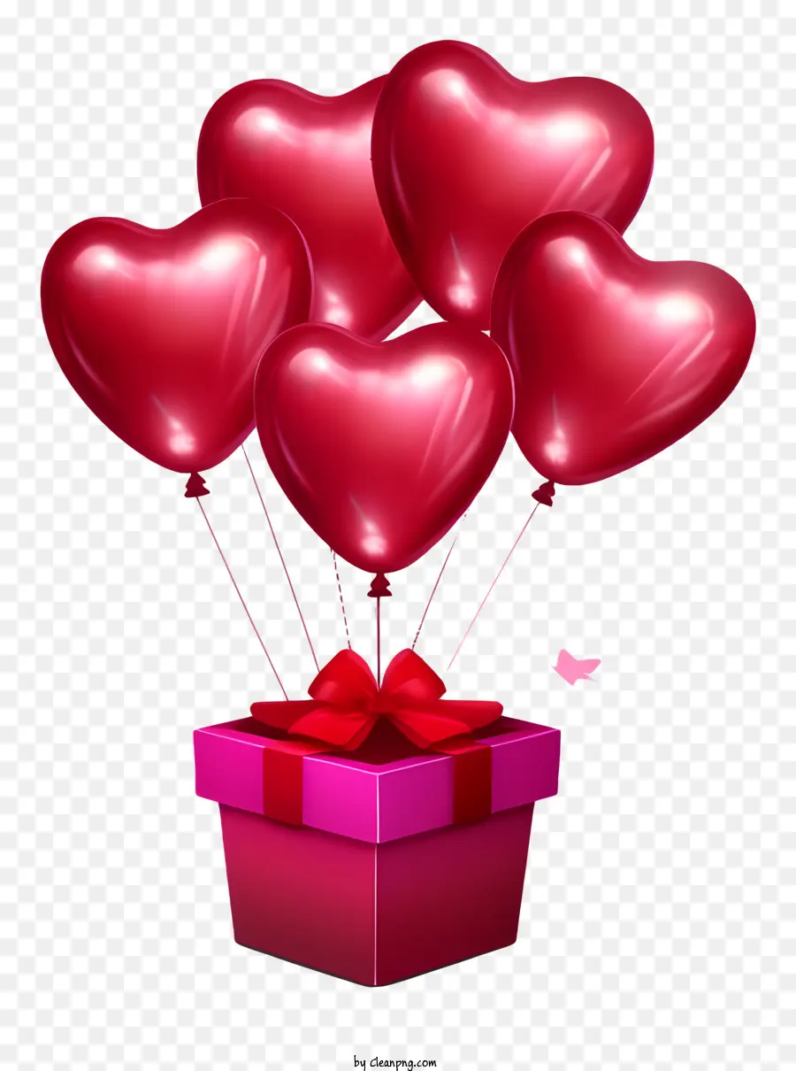 rote Luftballons - Herzförmige Box mit roten Herzballons