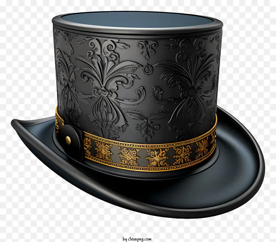 Mũ Black Top Hat Gold Gold Trim Top Hat Hat chính thức Mũ Fancy - Mũ màu đen tinh vi với viền vàng