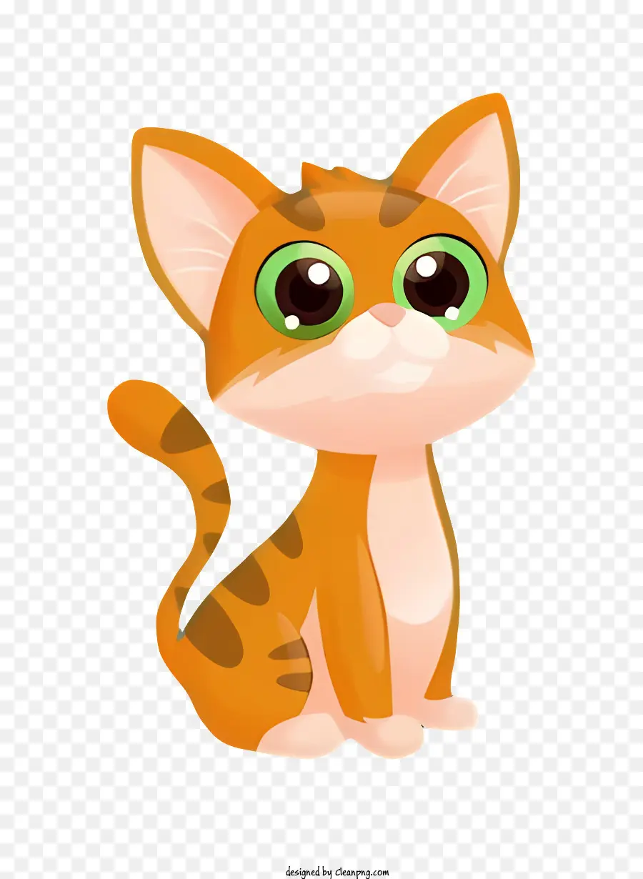 Katze süße orange Katze große Augen betroffener Ausdruck, der auf Hinterbeinen sitzt - Süße orangefarbene Katze mit großen betroffenen Augen