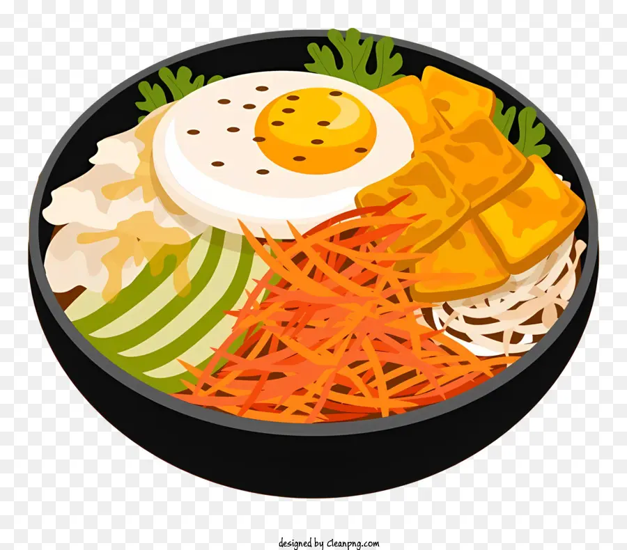 pollo fritto - Noodles, verdure, uova e pasto di pollo fritto