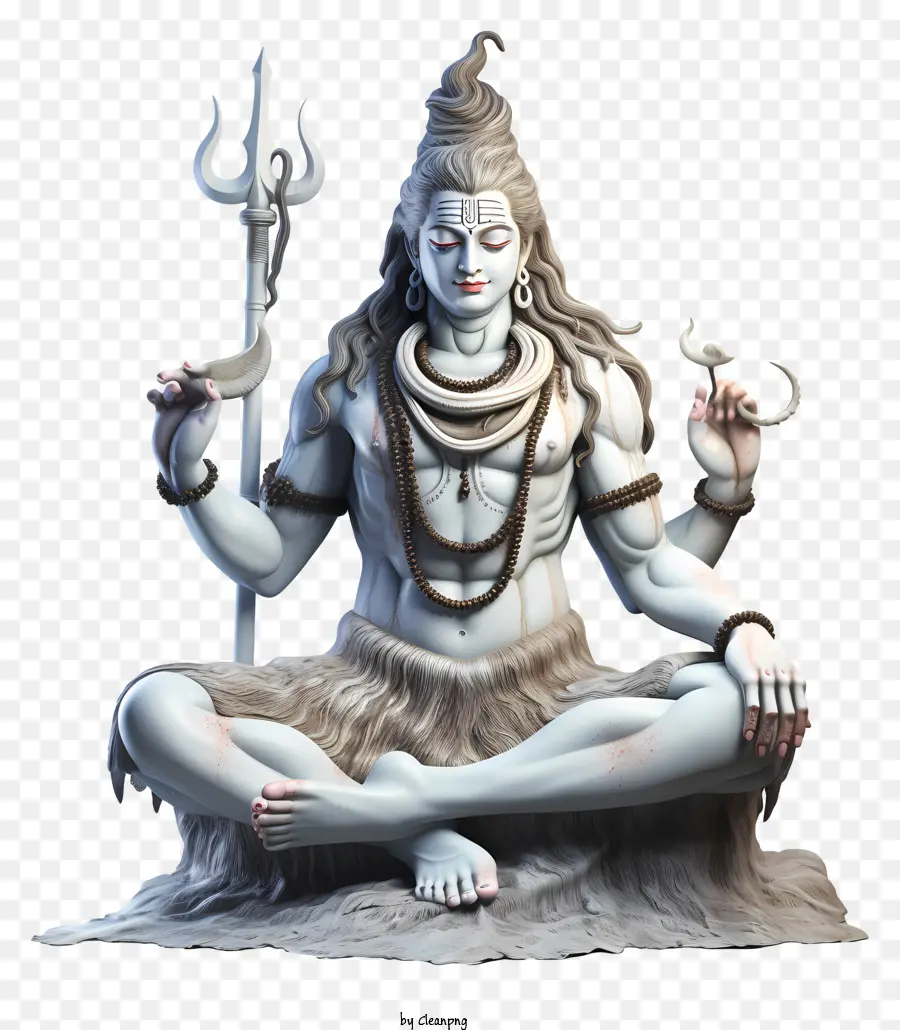 il signore shiva - Statua in marmo bianco di Lord Shiva meditando