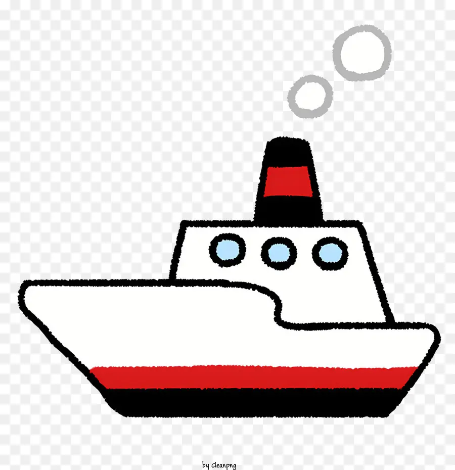 Icon Kreuzfahrtschiff weiß und rotes Kreuzfahrtschiff schwarzer Streifen Kreuzfahrtschiff großes weißes Segel - Weißes und rotes Kreuzfahrtschiff mit Rauch
