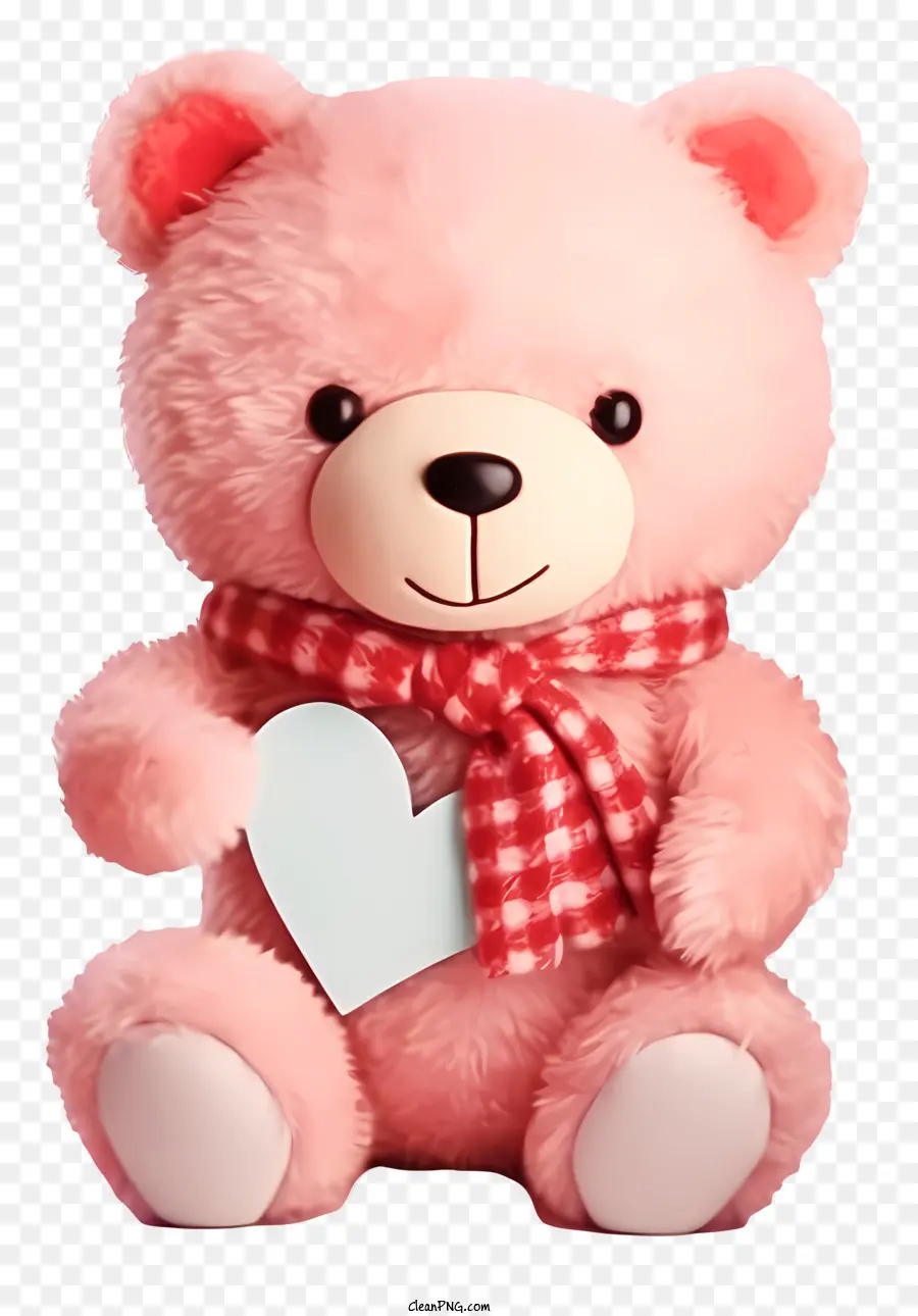 trái tim màu trắng - Happy Pink Teddy Bear giữ trái tim nhỏ bé