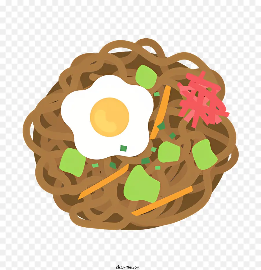 icon spaghetti fried egg plate of food brown sauce