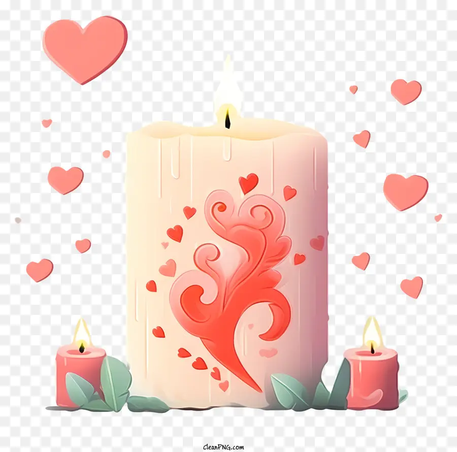 pastel valentine's day candle lit candle heart-shaped wax pink flame white wax