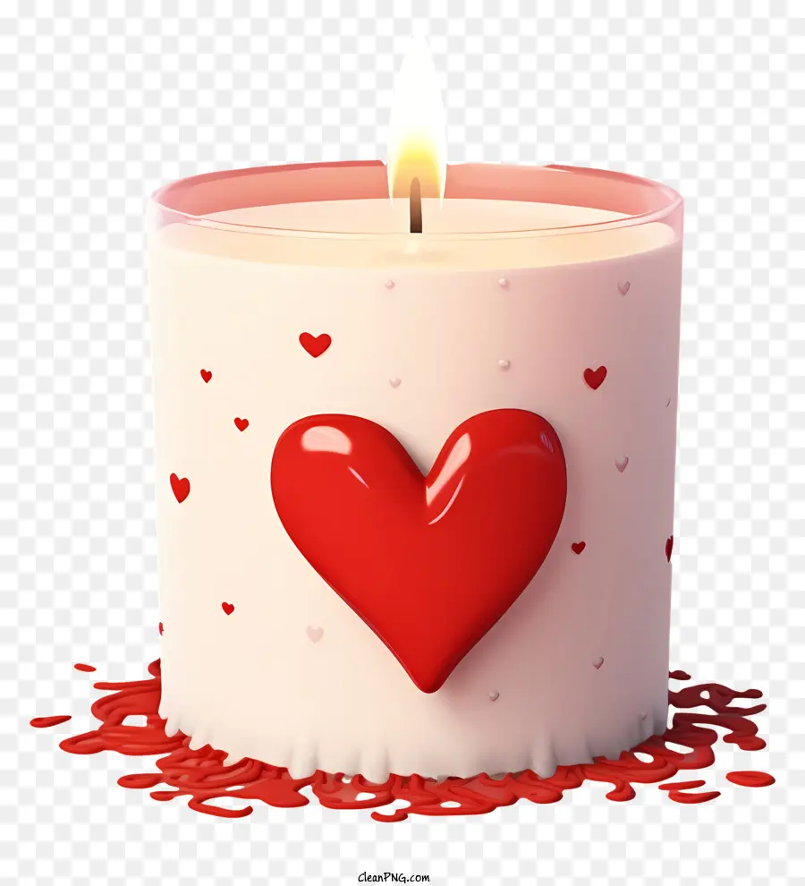 Il Giorno di san valentino - Candela a forma di cuore con cera versata rossa e bianca