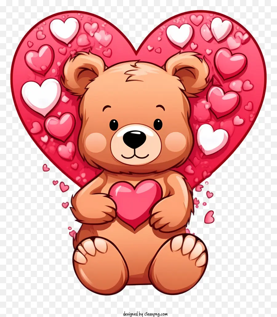 Teddybär - Brauner Teddybär mit rosa Herz sitzt