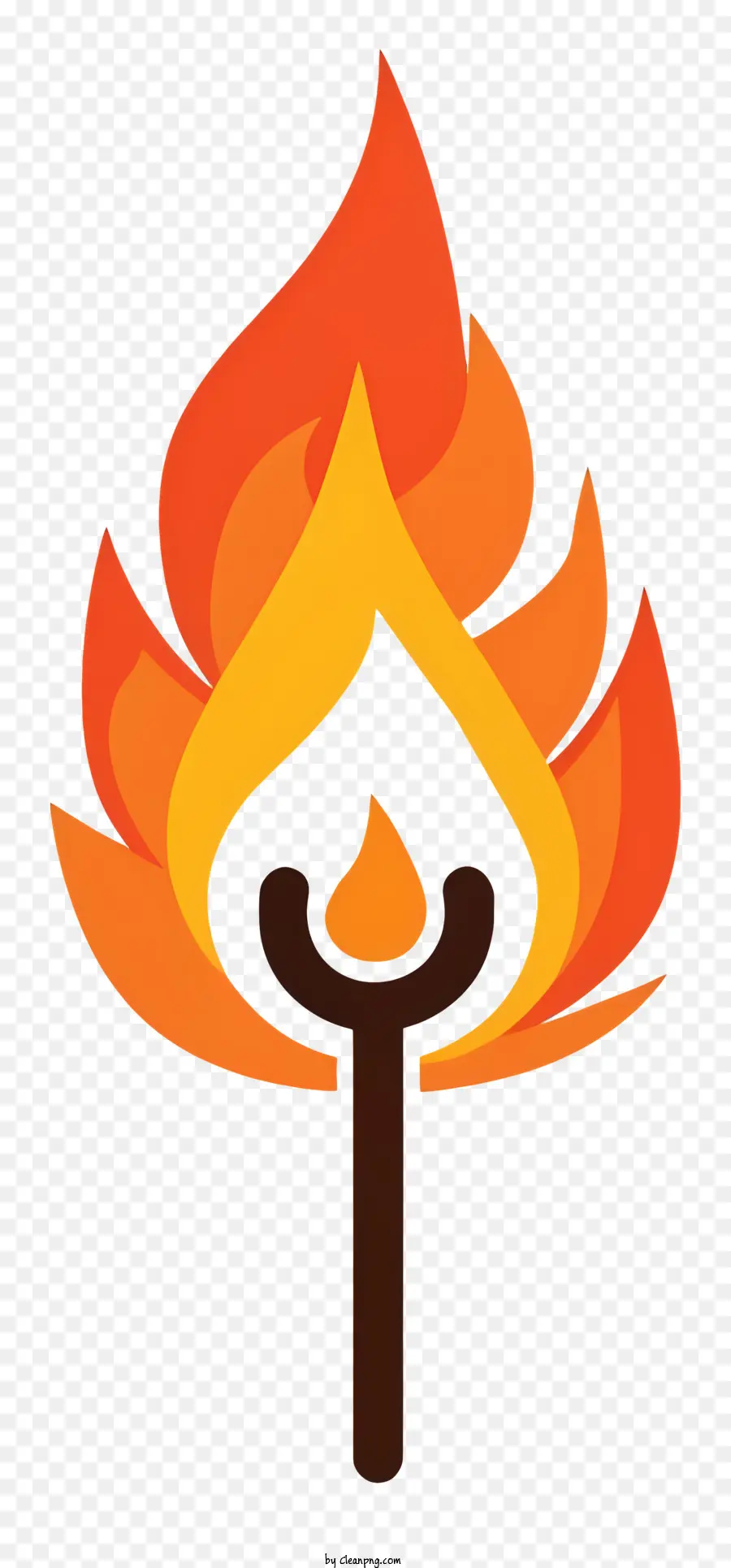 Fiamme da fuoco di cartone animato che bruciano torcia - Fuoco colorato in fiamme con torcia, movimento, contenitore nero