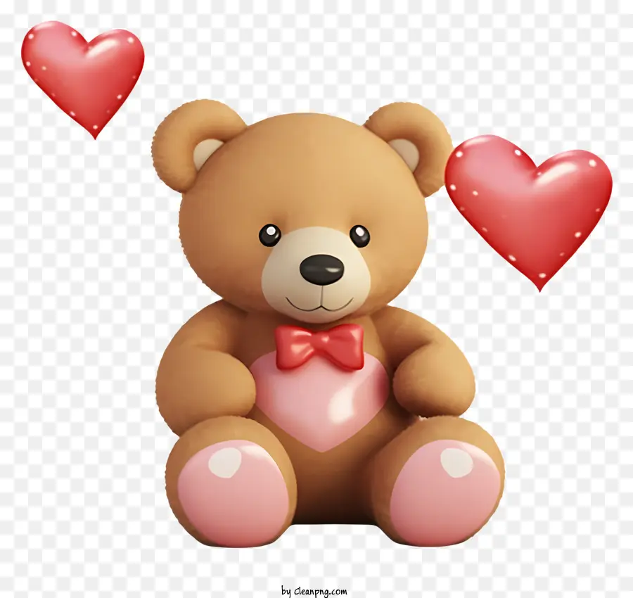 Teddybär - Teddybär umgeben von roten Herzen auf der Bank