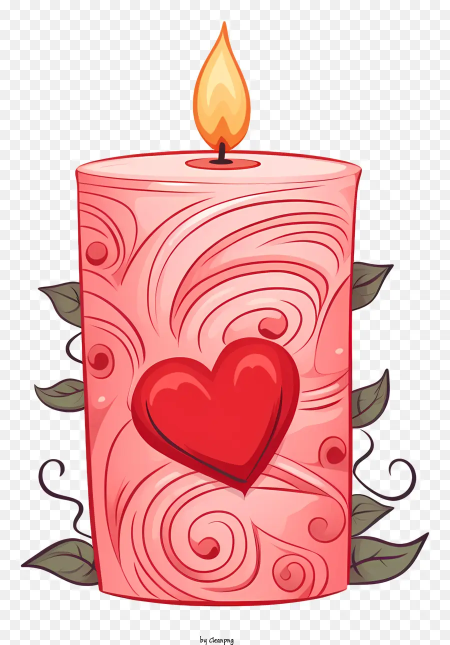 simbolo dell'amore - La candela del cuore rosso con buco circondato da turbini, che rappresenta l'amore