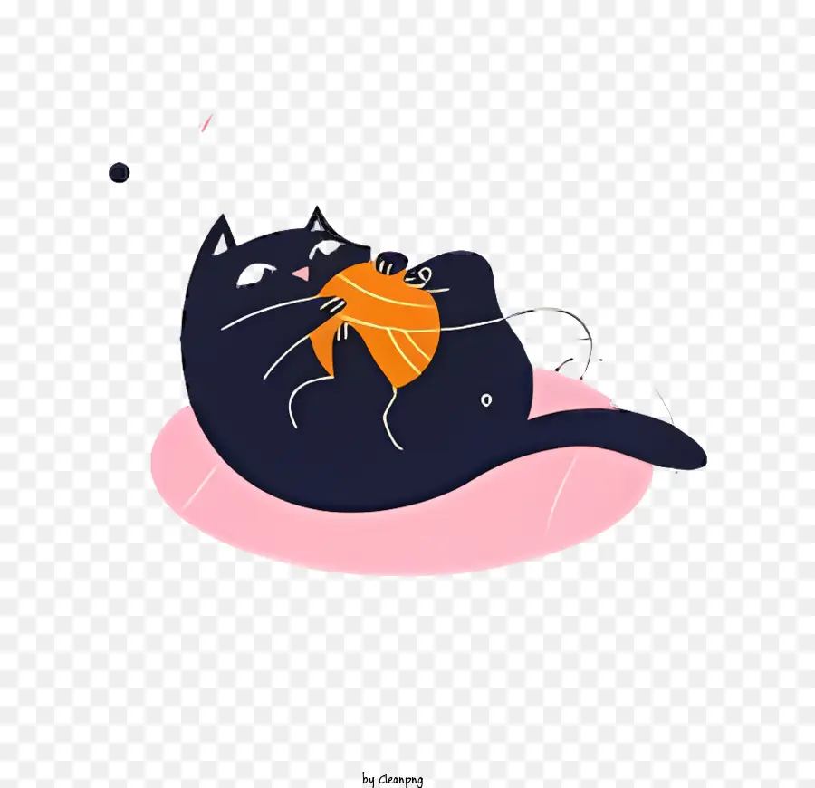 Cat Black Cat Pink Gối Phòng tối màu đen và trắng - Mèo đen ngủ trên gối màu hồng, quan sát thận trọng