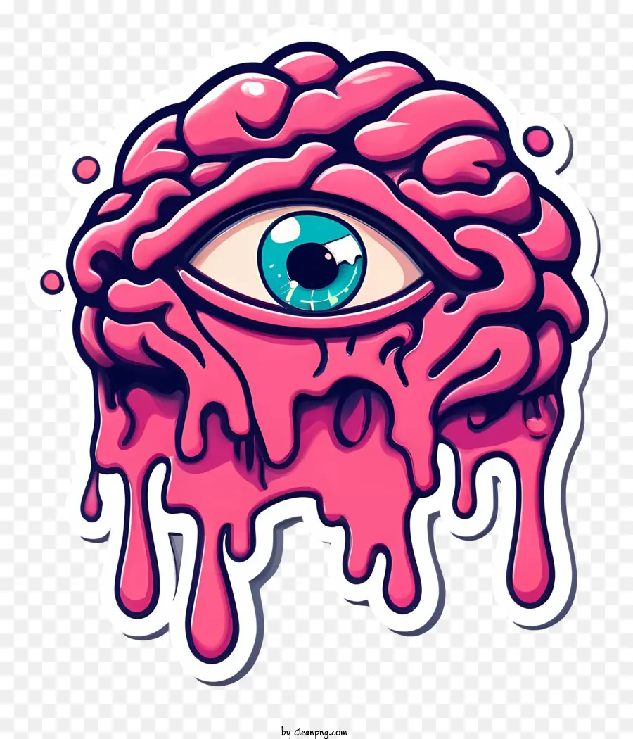 cartoon brain image eyeball inside brain pink eyeball in brain purple brain