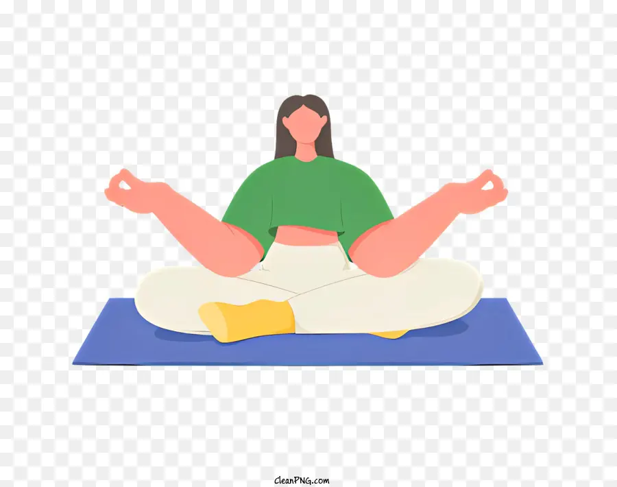 Yogafrau meditieren Lotus Position Tiefes Meditation Entspannung - Frau meditiert, entspannt, einfacher Cartoon -Stil