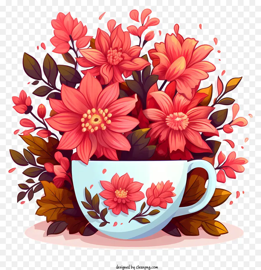 Blumenmuster - Vase der rosa und roten Blüten mit Muster