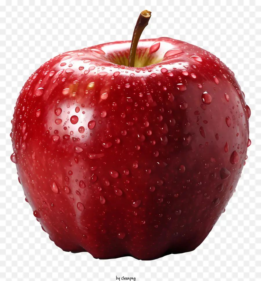 gocce di pioggia di mela rossa di mela lucida realistica - Mela rossa ravvicinata con gocce di pioggia, riflesso lucido