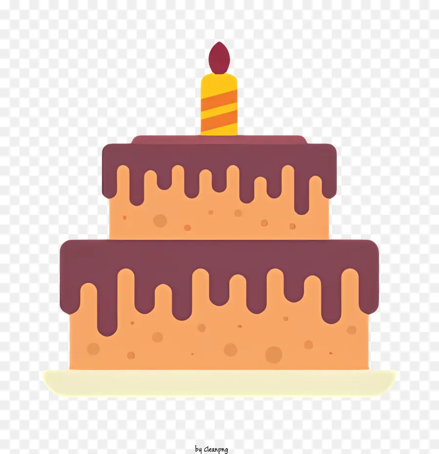 Geburtstagskuchen - Schokoladenkuchen mit zeuterer Kerze auf schwarzem Hintergrund