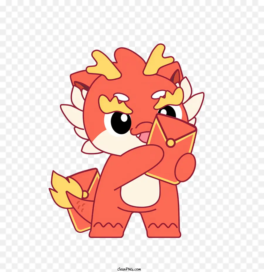 icon Red Dragon Cartoon Character Dragon Dragon Drago - Cartoon Red Dragon con scatola, carino e versatile