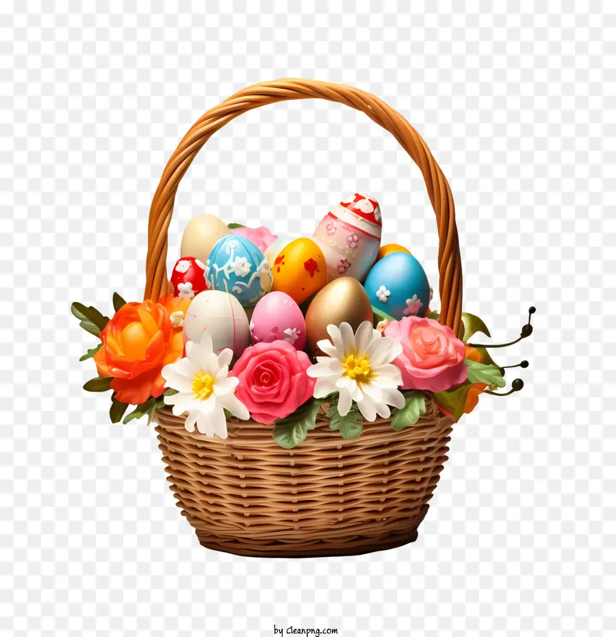 easter basket easter basket colorful eggs flowers spring