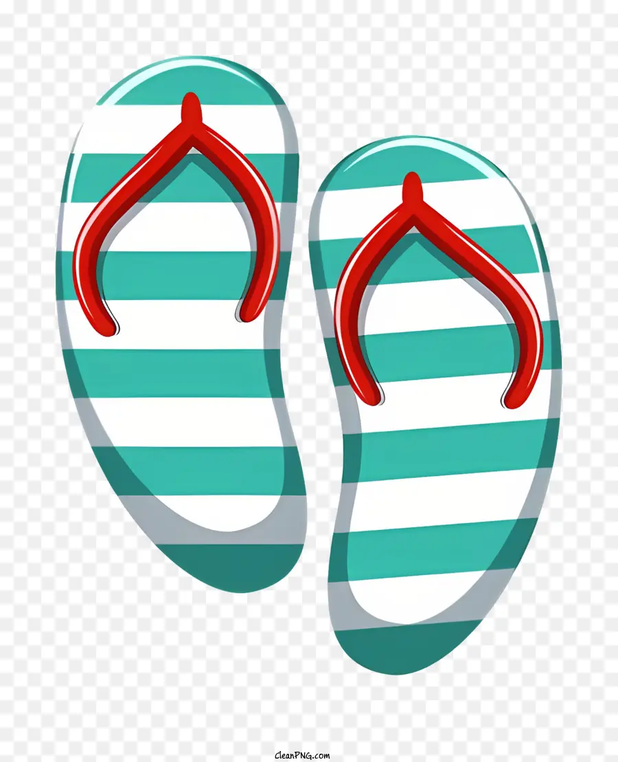 Flip fluttuanti della spiaggia sandali calzature spiaggia flip verdi e bianche - Flop a strisce verdi e bianche con lacci rossi