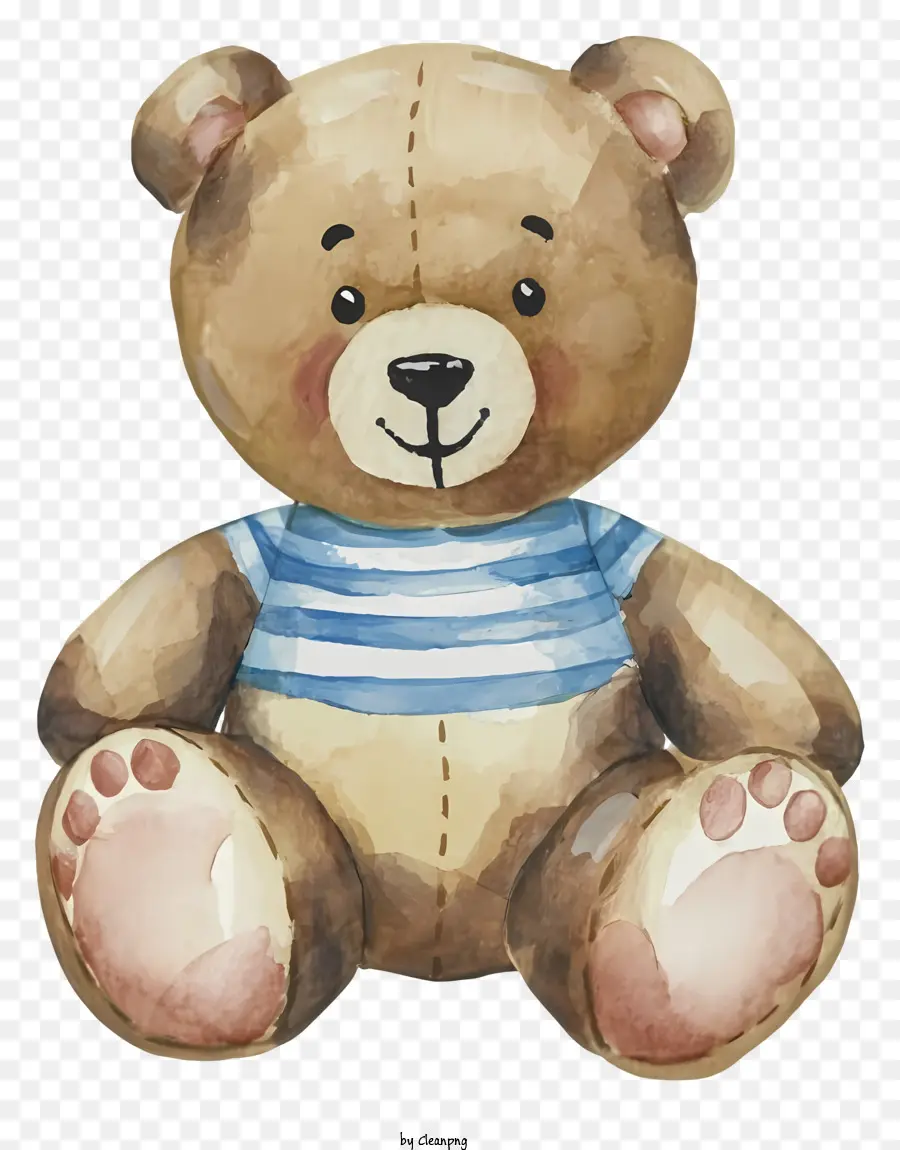 Teddybär - Aquarellabbildung von Teddybär in Streifen