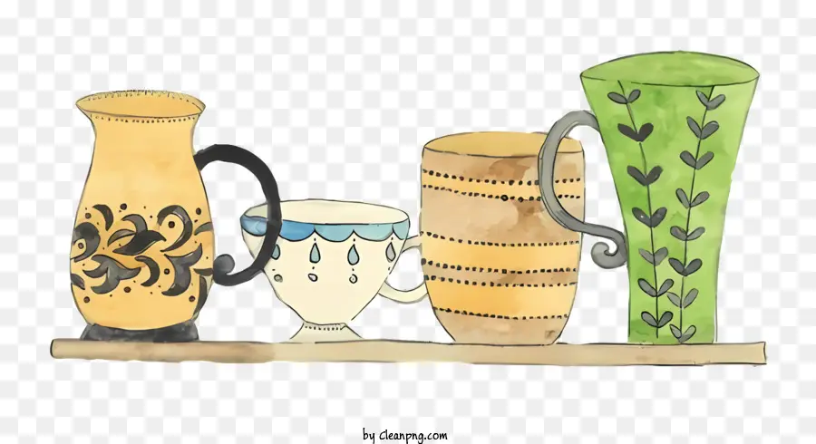 caffè - Tre tazze ad acquerello in diversi stili e colori