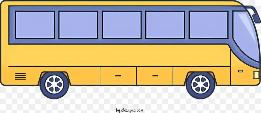 Schulbus - Realistischer gelber Bus mit blauen Fenstern, schwarzen Reifen
