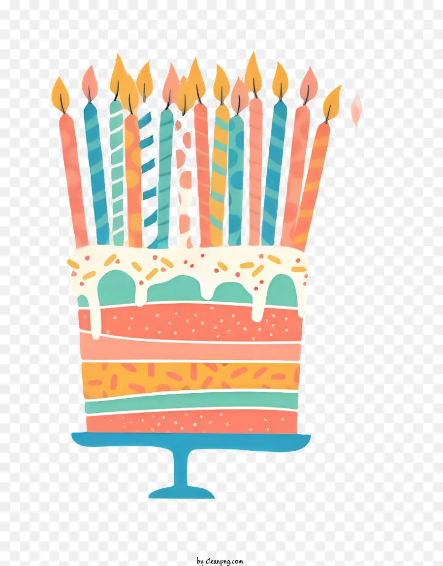 Torta di compleanno - Torta di compleanno con candele e decorazioni illuminate