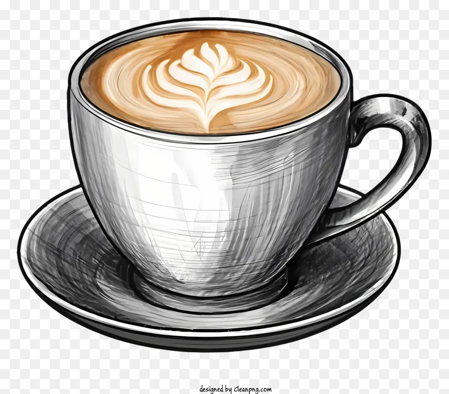 Kaffeetasse - Tasse Kaffee mit Sahne und Untertasse