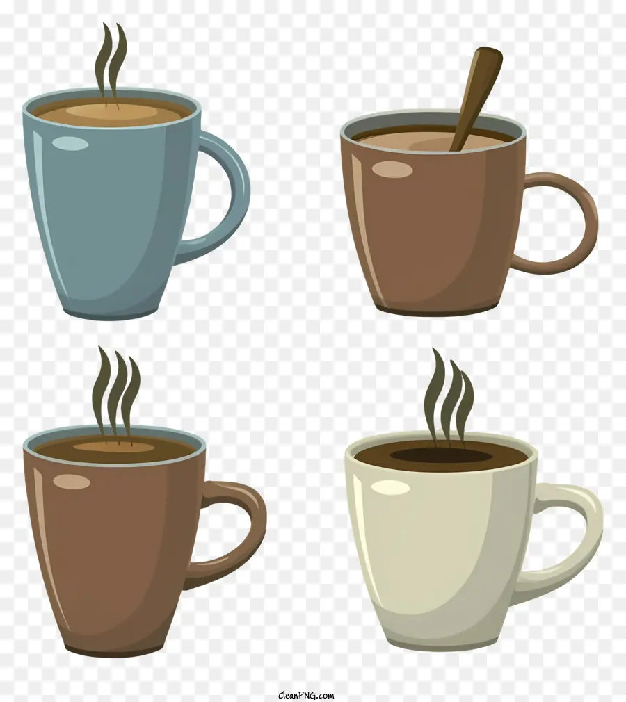 calda, caffè - Tre tazze di caffè con vapore, adatte a qualsiasi contesto