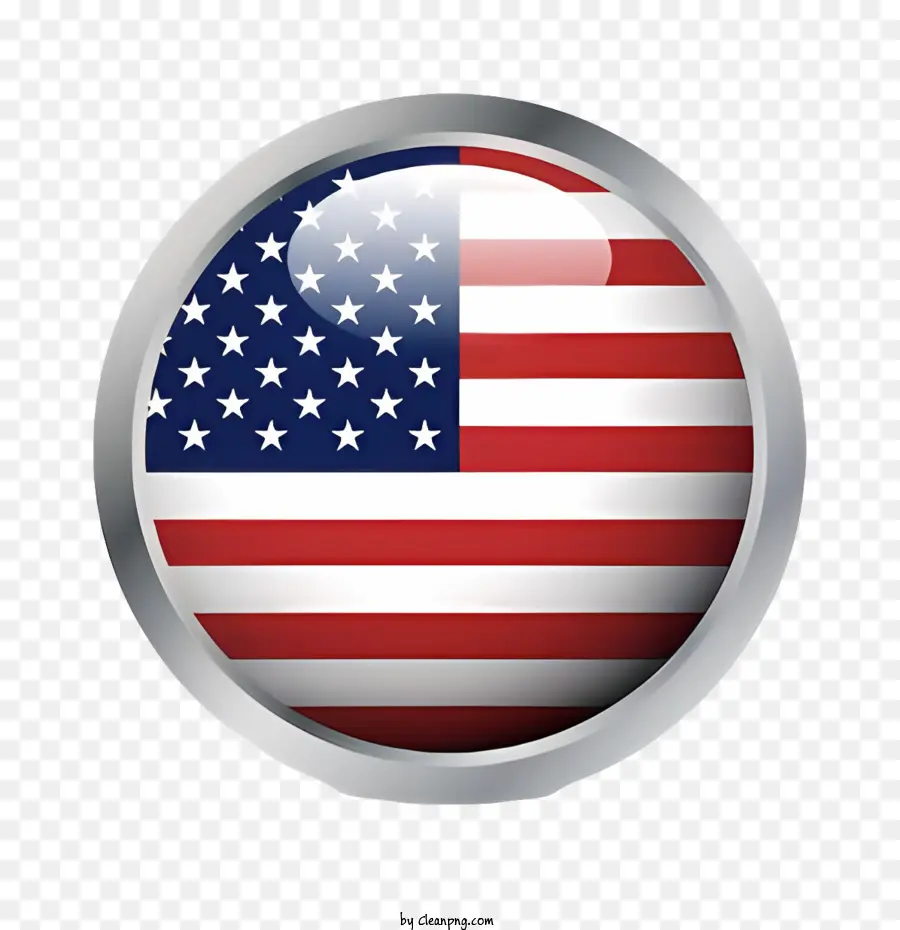bandiera americana - Pulsante bandiera americana rotonda con finitura lucida