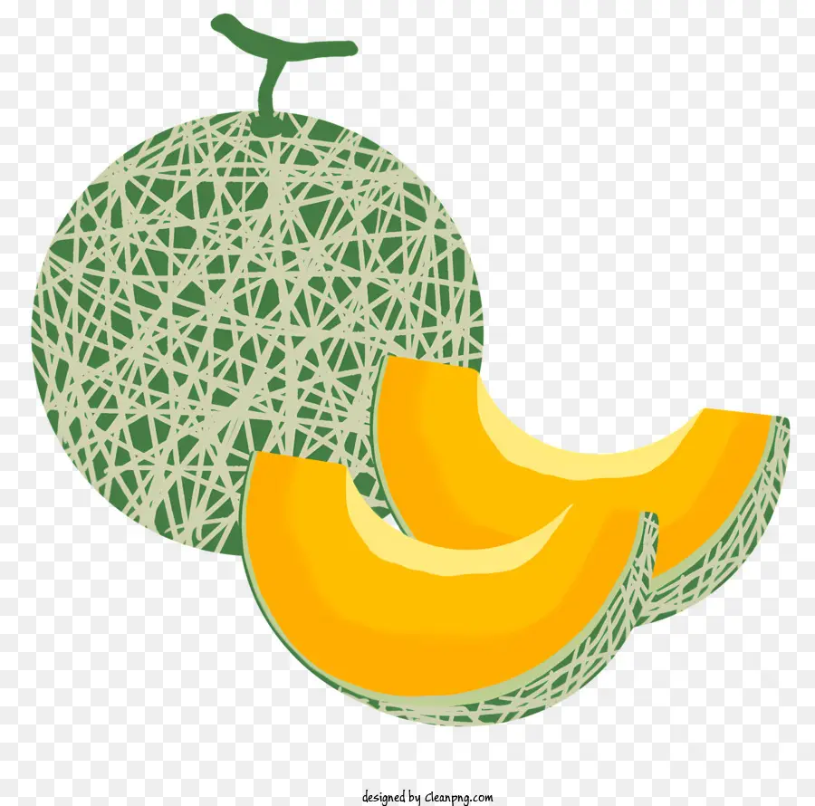 icon ripe melon yellow melon melon slice melon interior