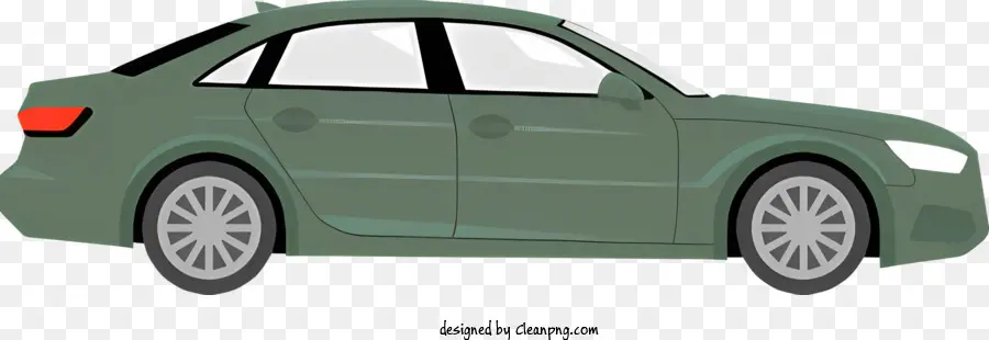 ICON-Auto mit vierrädernem Fahrzeugtransportmetallkörper - Stillbild eines grünen Autos auf der Straße