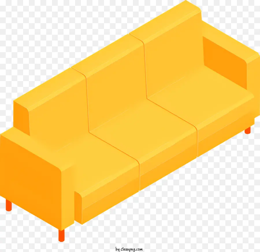 Holzrahmen - Gelbe Couch mit Holzbasis und Armlehnen