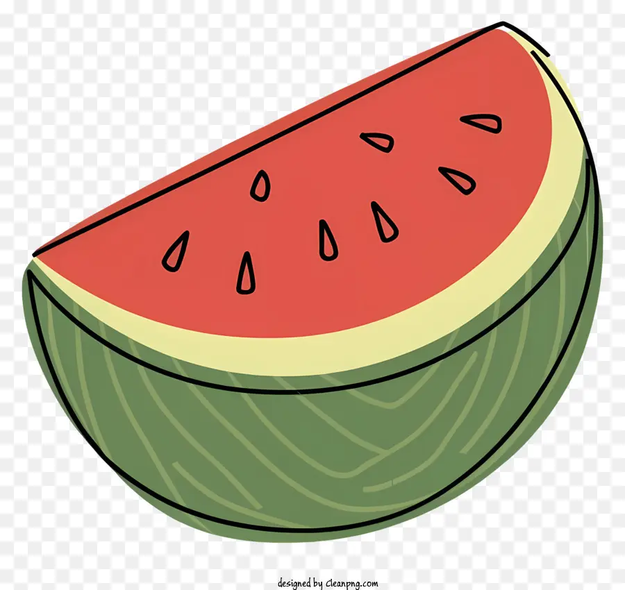 Wassermelone - Runde grüne Wassermelonenscheibe mit rosa Mitte
