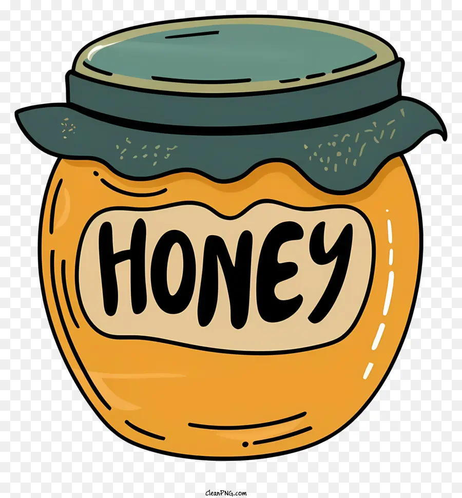 Cartoon Honey Jar Yellow Honey Etikett Glas Glas rundes Glas - Rundes Glas mit 