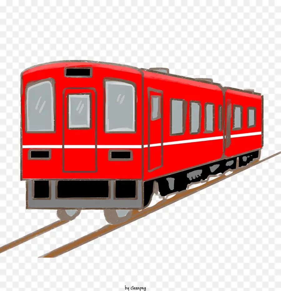 Icon Red Passenger Train su un treno per auto single per pista nessun finestrino sul treno - Treno rosso a singola auto senza finestre in pista