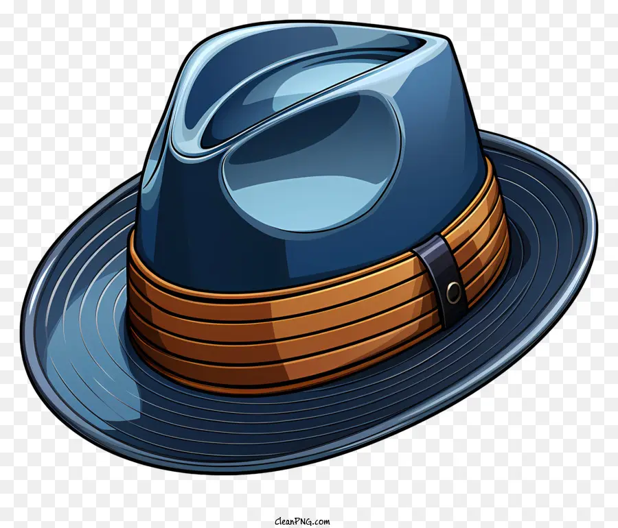cappello blu in pelle cappello tappo branco di bordo della fascia in pelle di cappello - Cappello in pelle blu con fascia marrone chiaro e fibbie