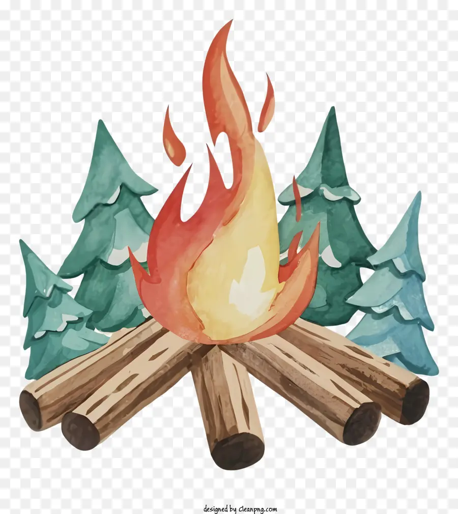cây thông - Bức tranh màu nước của lửa trại hòa bình trong tự nhiên