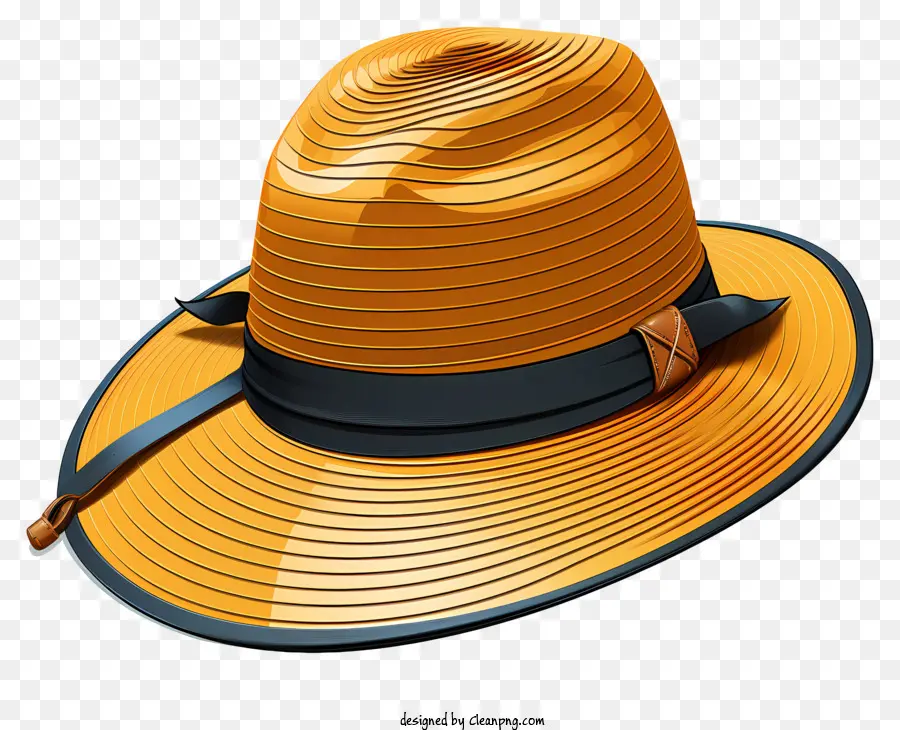 mùa hè mũ - Mũ rơm vàng với dải màu xanh, vành rộng