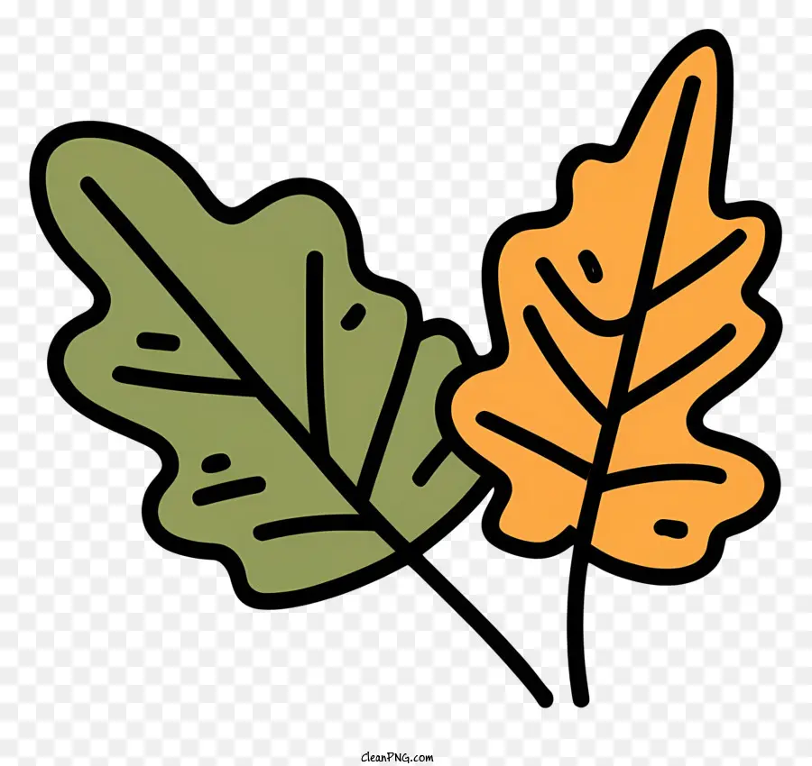 arancione - Due piccole foglie, una arancione e una verde