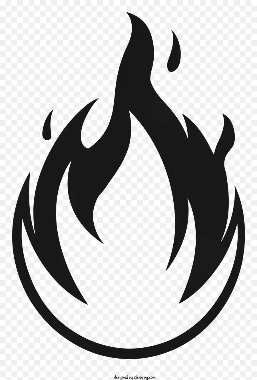 Feuer symbol - Schwarzes Feuersymbol mit konzentrischen Kreisen und Linien