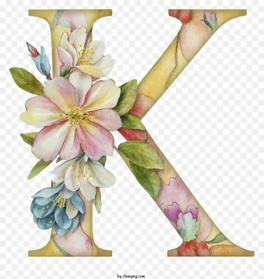 bouquet di fiori - Pittura ad acquerello di una lettera floreale 