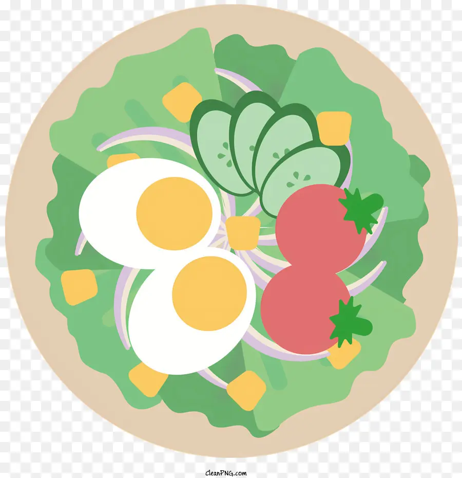 trứng - Đĩa thức ăn với trứng, cà chua và rau diếp