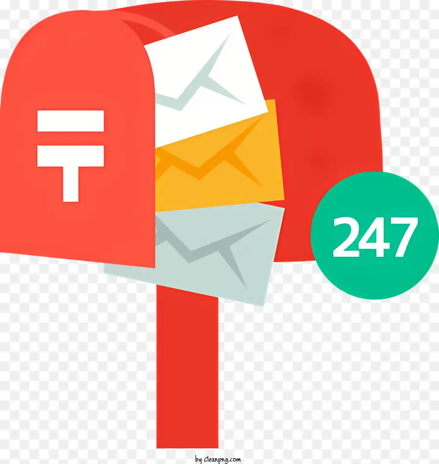 Mailbox umhüllt Farben Red White Klappe - Bunte Umschläge, die mit 27 auf rotem Mailbox gestapelt sind